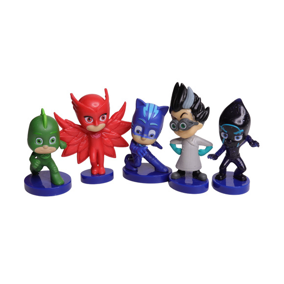 Lot Of 5 PJ Masks Miniature 2" Figures On Bases PJ-Owlette-Gekko-Romeo-Ninja - Picture 1 of 7